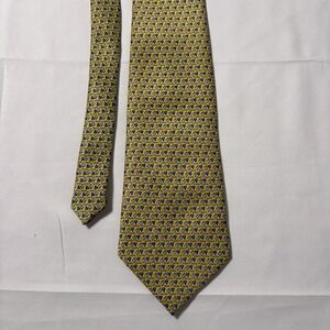 Kai Long Kailong Handmade Silk Neck Tie Blue And Gold W/ Little Elephants 58 / 4